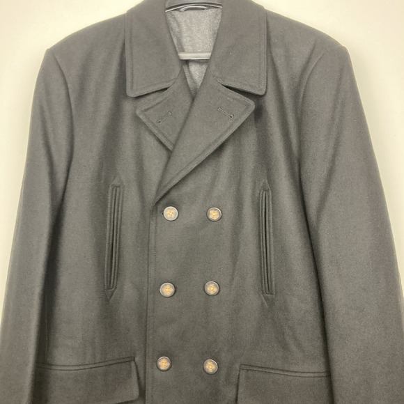 Michael Kors Mens Classic fit Double Breasted Peacoat Coat 48R Black E121842 - Picture 12 of 14